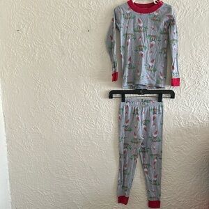 Hanna Andersson Long Johns Gnome Pajama Set Top Pants Gray Red Kids Boys 5